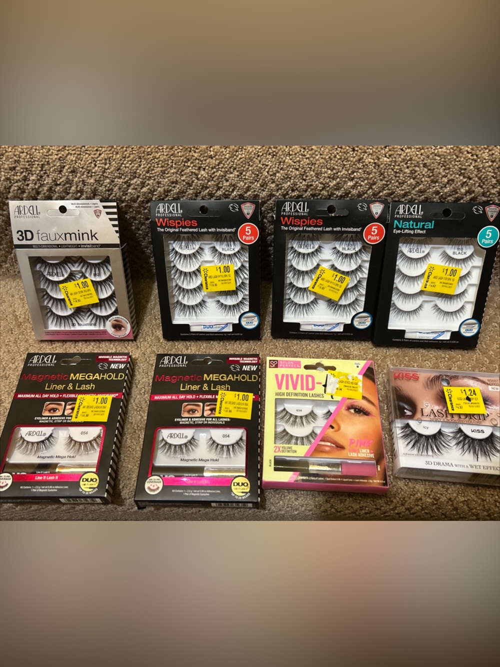NEW LOT OF 24 Pairs  ARDELL False Eyelashes Lash Fake Eye Lashes WISPIES & More